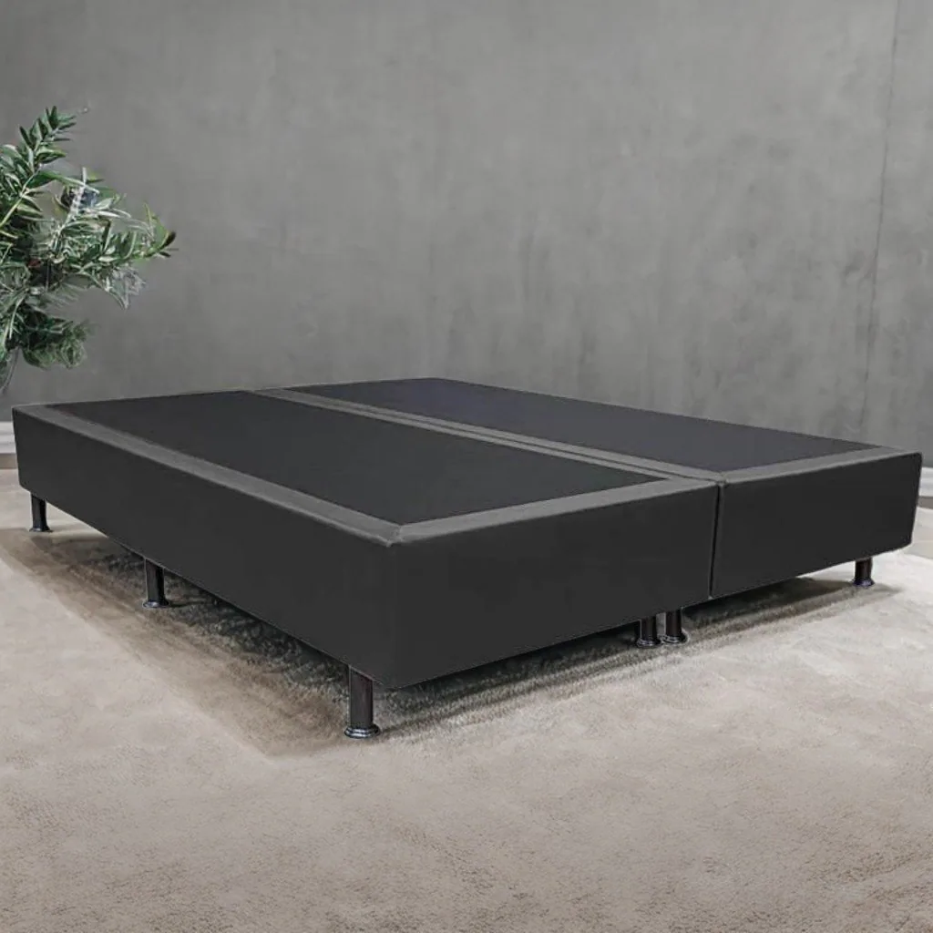 Base Box Queen Simples Corino Preto – ALTO NIVEL CAMAS E COLCHOES