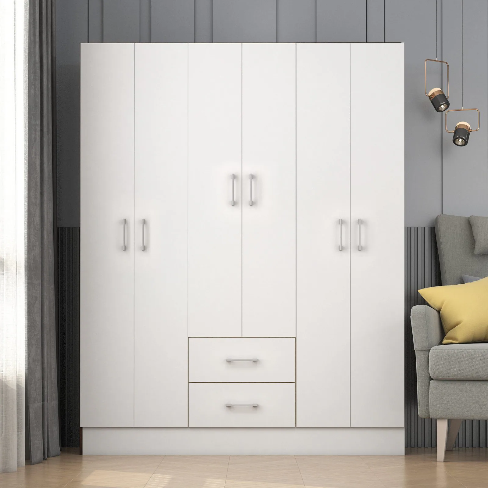 Guarda-Roupa 6 Portas Jamaica 6002 1,34 m Branco – FELLICCI
