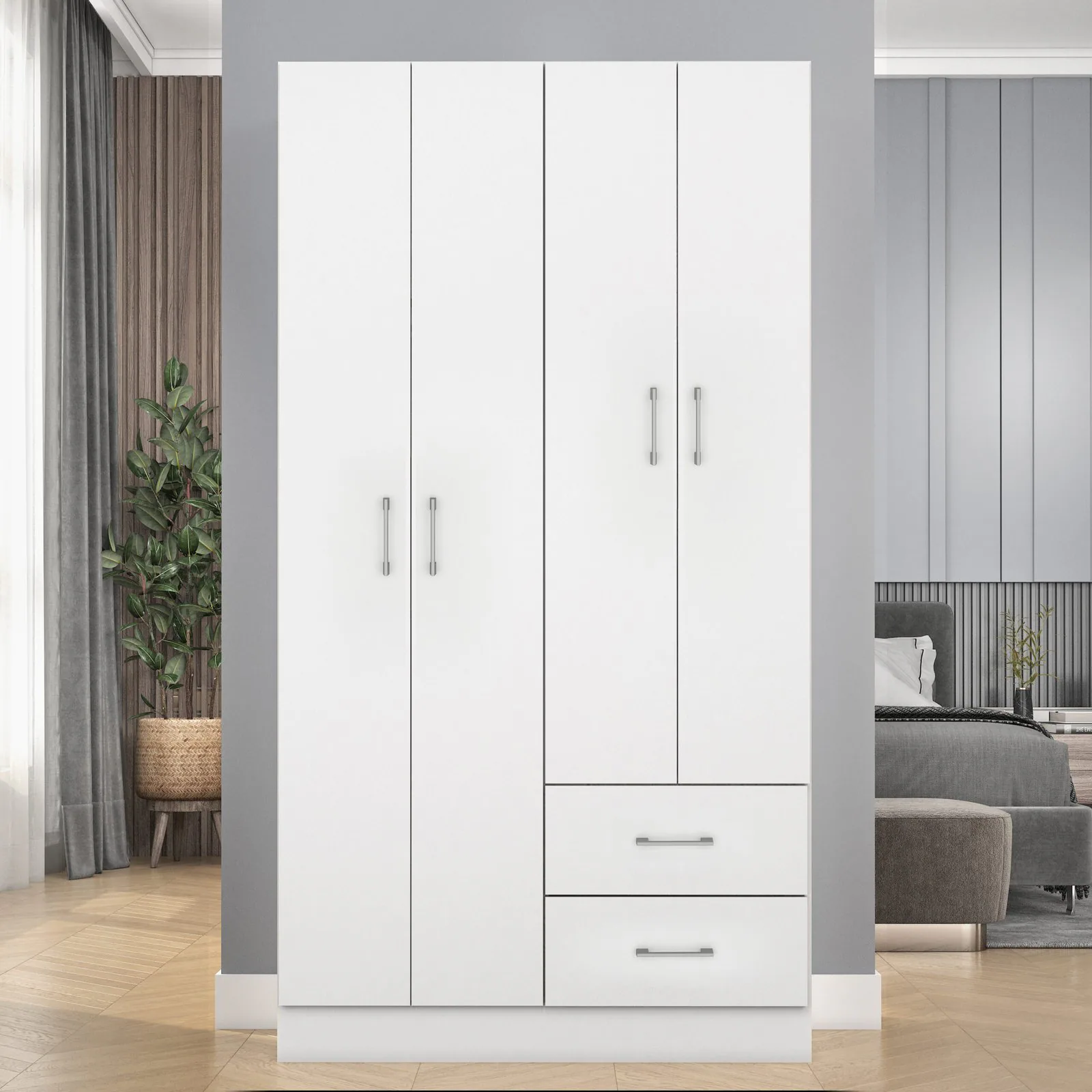 Guarda-Roupa 4 Portas Panamá 4002 0,90 m Branco – FELLICCI