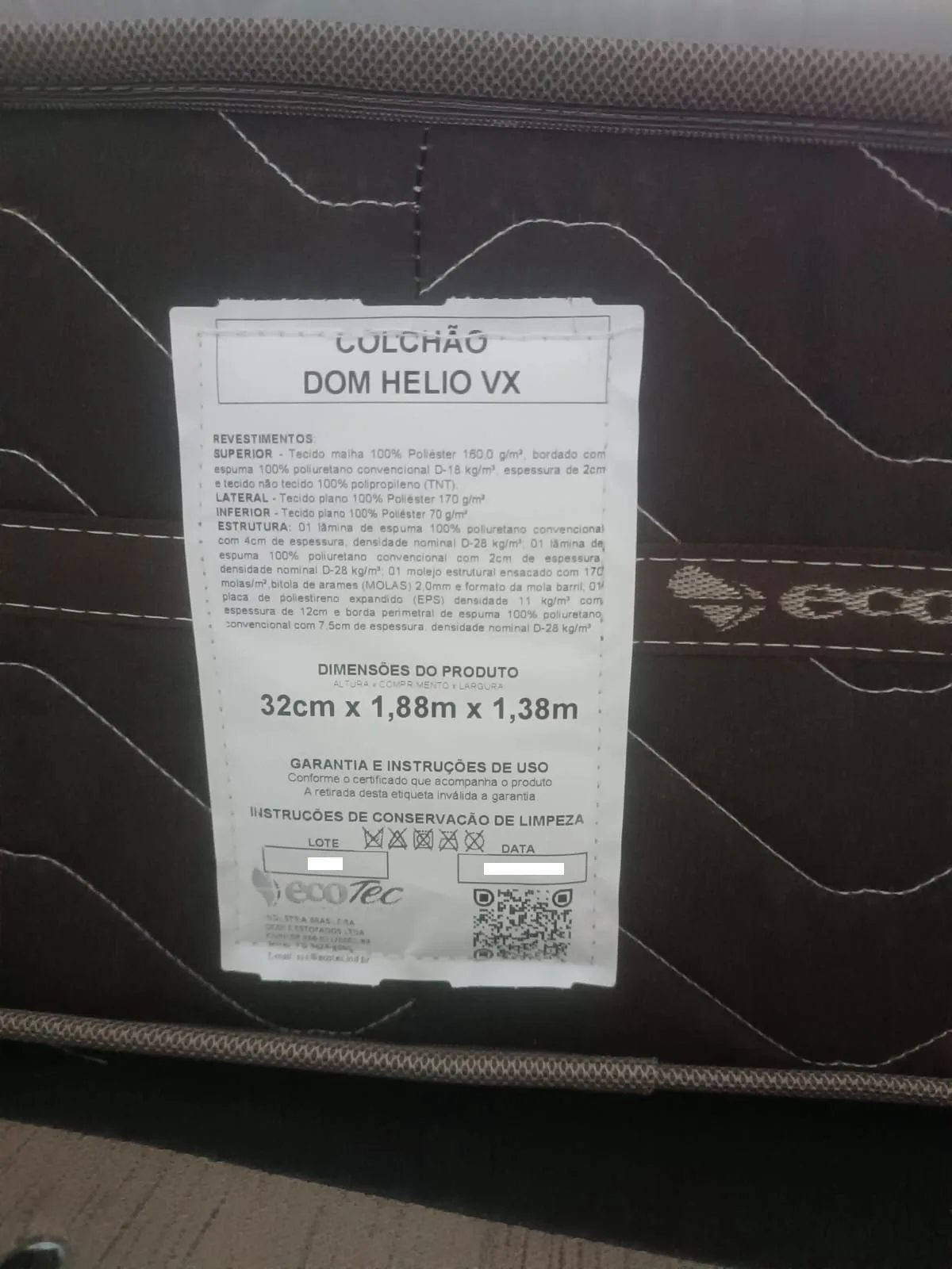 Colchão Casal Dom Helio VX 32 cm D28 Molas ensacadas – ECOTEC