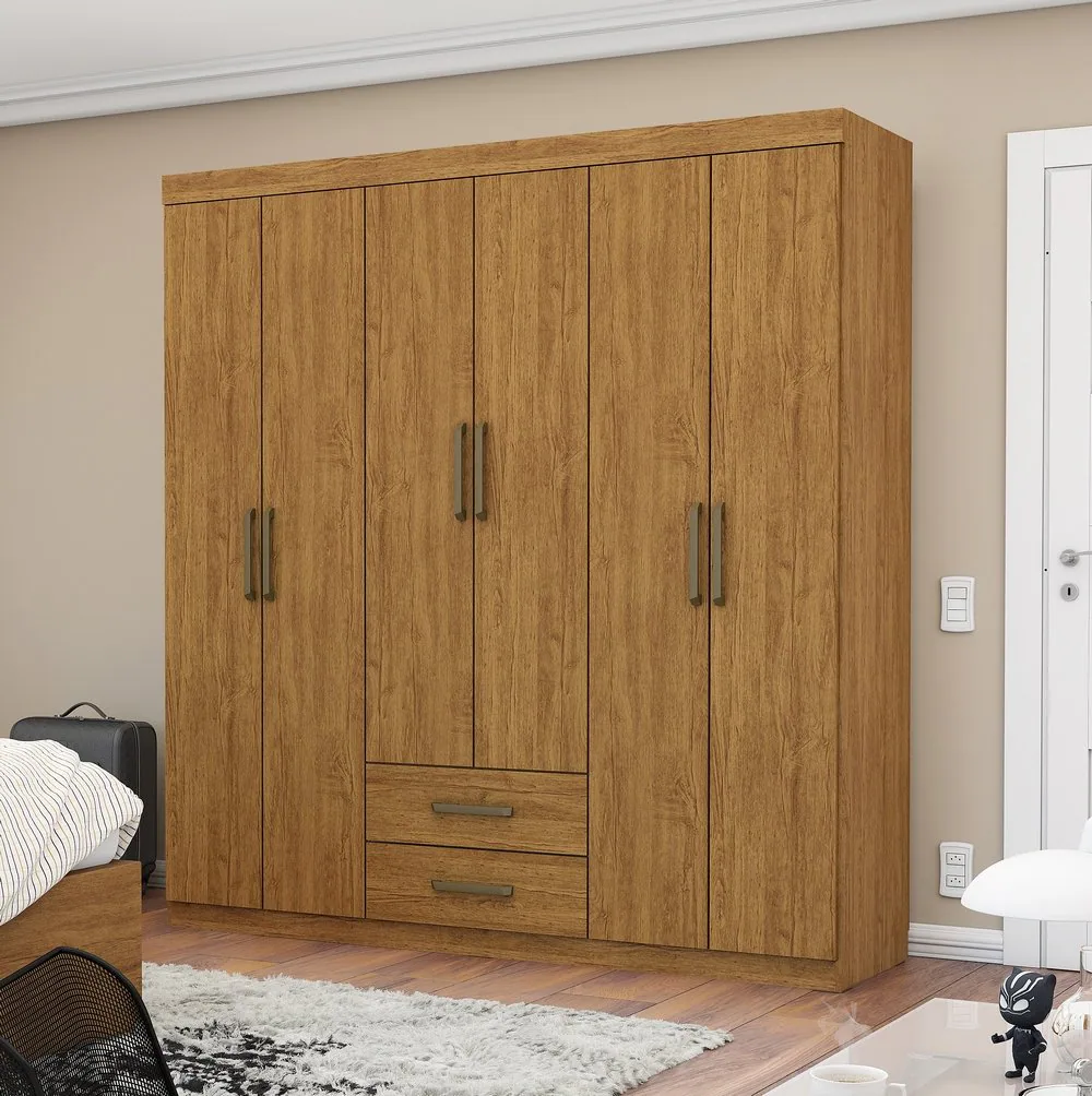 Guarda-Roupa 6 Portas(Sem Espelho/Sem Pés) Áries 1,53 m Cinamomo – CARIOCA MÓVEIS
