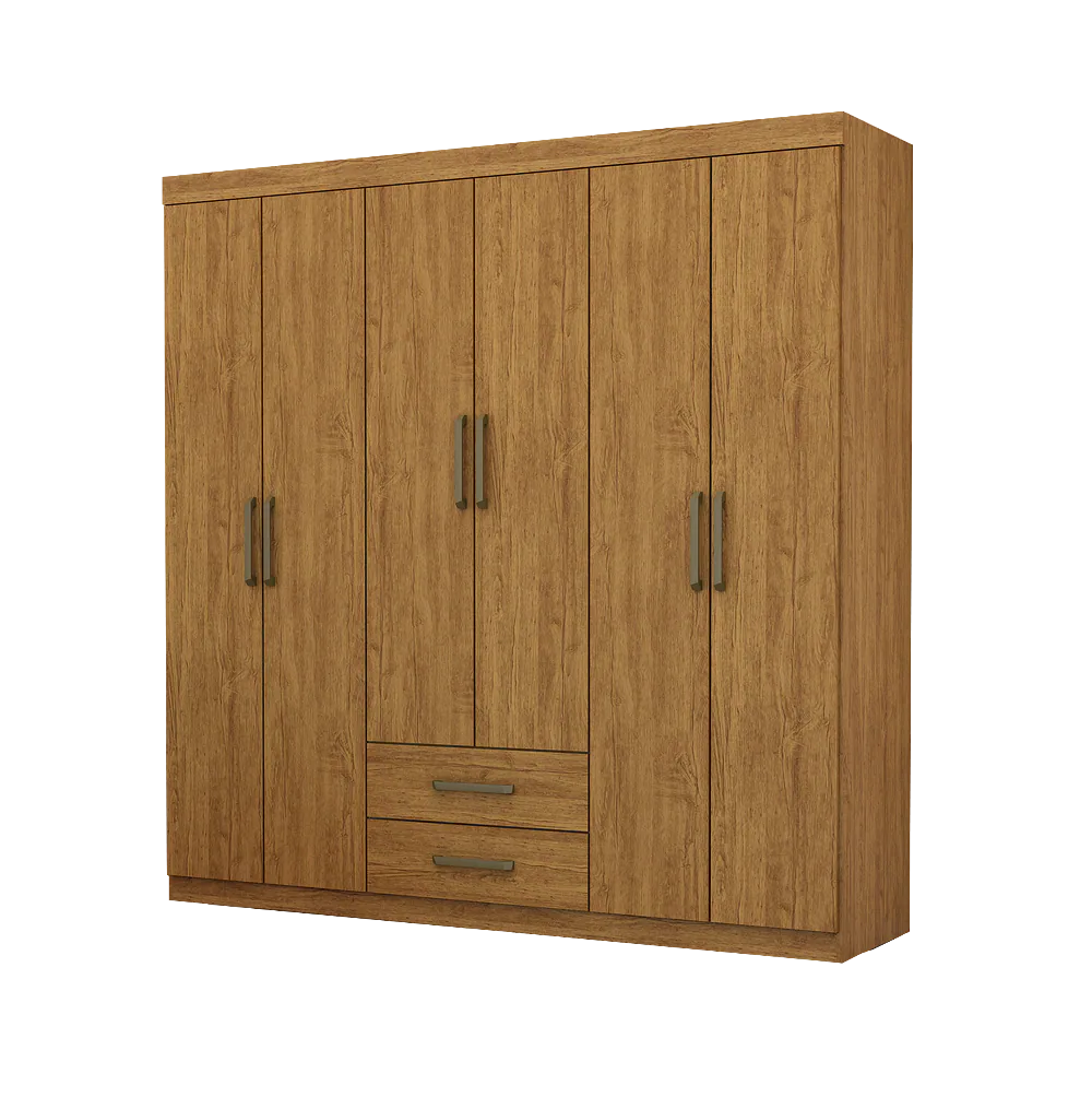 Guarda-Roupa 6 Portas(Sem Espelho/Sem Pés) Áries 1,53 m Cinamomo – CARIOCA MÓVEIS