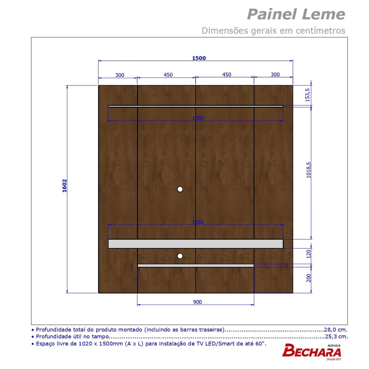 Painel até 60″ Leme Ripado/Off White – BECHARA
