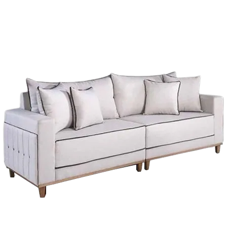 Sofá Living Montes Claros 3048 2,16 m Linho Bege 2119 – LUFER ESTOFADOS