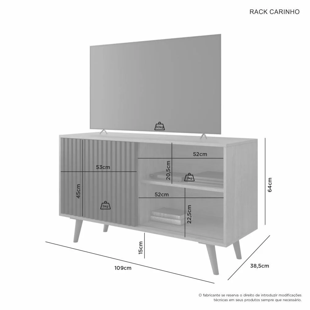 Rack até 43″ Carinho Cinamomo/Preto – JCM MOVELARIA