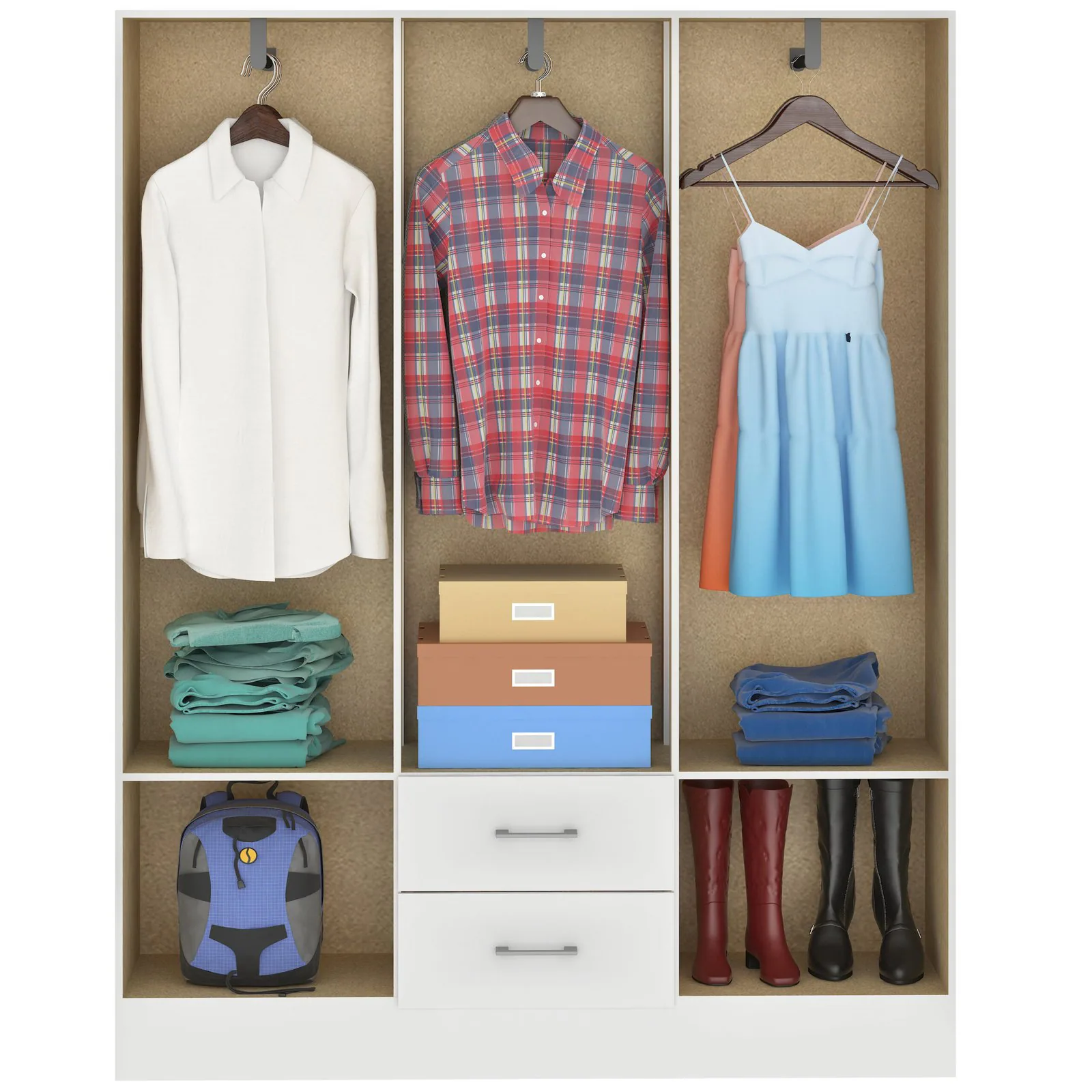 Guarda-Roupa 6 Portas Jamaica 6002 + Cômoda 10 Gavetas Caribe Branco – FELLICCI