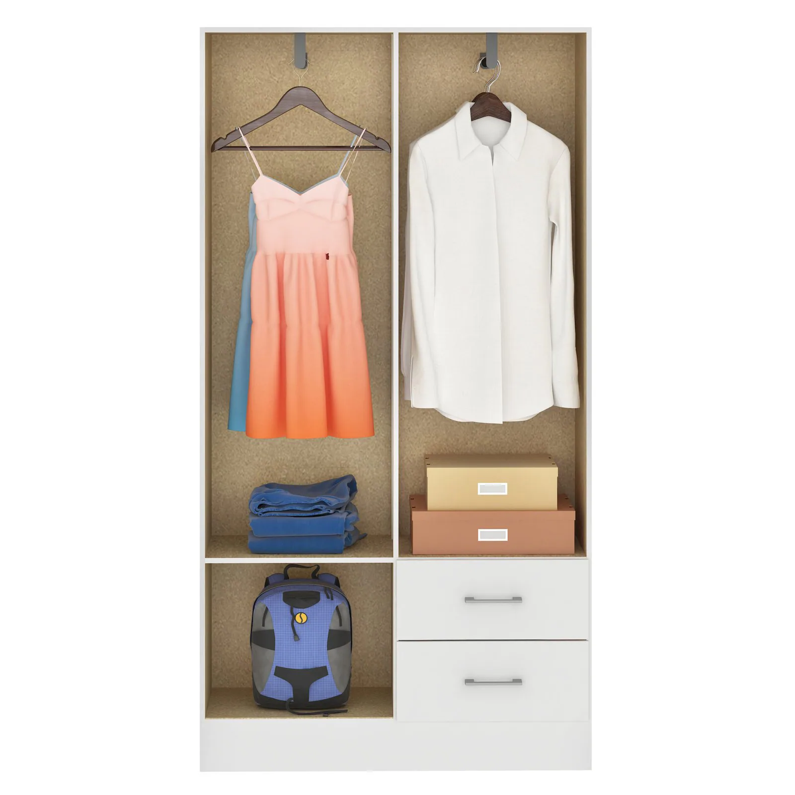 Guarda-Roupa 4 Portas Panamá 4002 + Cômoda 5 Gavetas Aruba Branco – FELLICCI