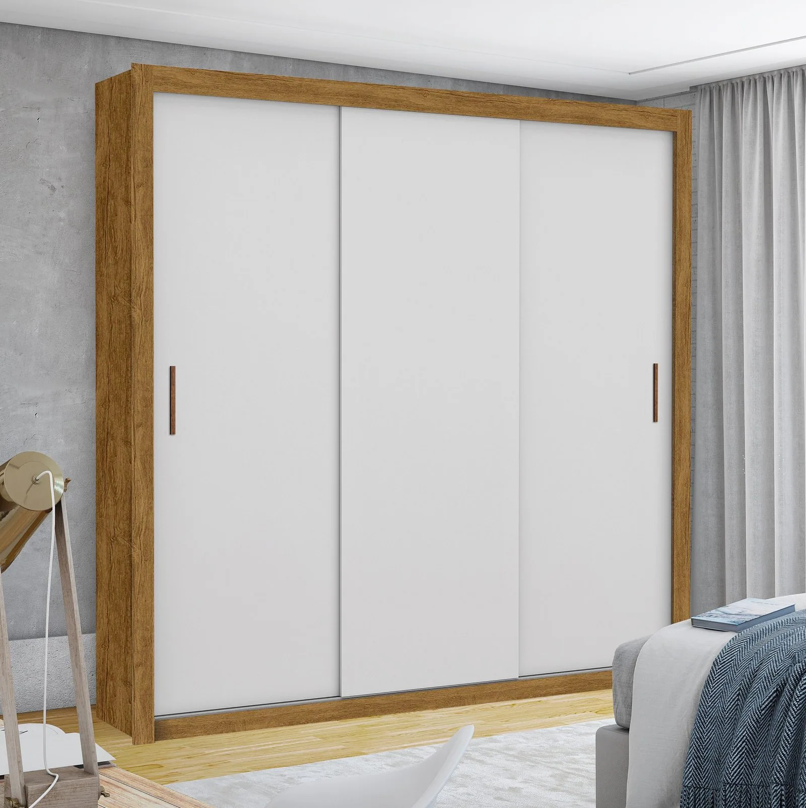 Guarda-Roupa 3 Portas Veneza/Clara/Berlim(Sem Espelho) 1,855 m Cinamomo/Branco – CARIOCA MÓVEIS