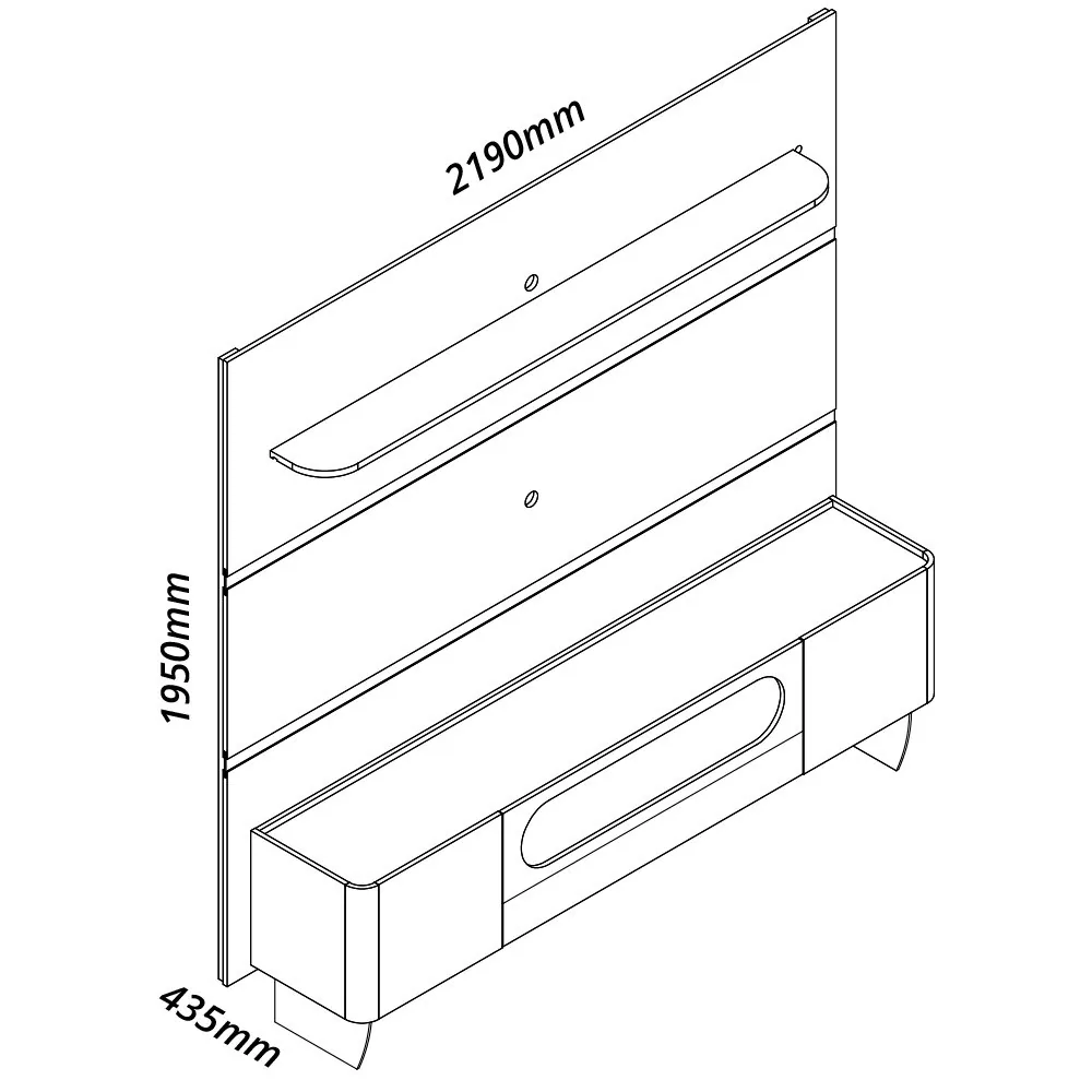 Painel até 85″ Royal 220 Off White + Rack Nobre 210 (Pés de Vidro) Off White/Naturale – GELIUS
