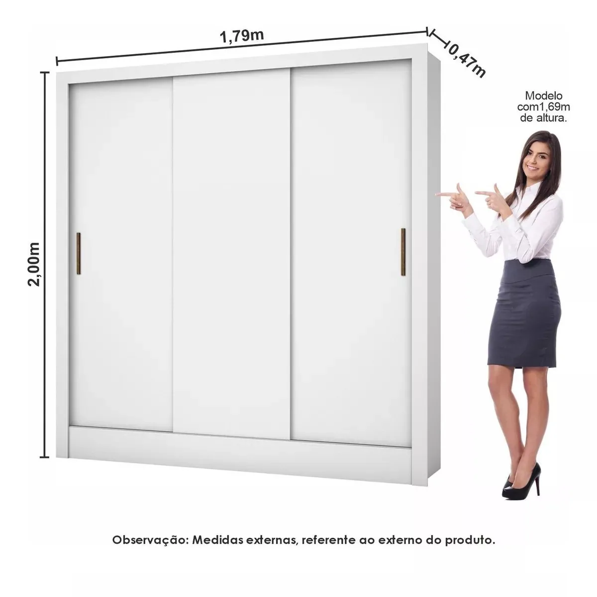 Modulado 4 Portas + Guarda-Roupa 3 Portas Dubai/Santiago Branco – CARIOCA MÓVEIS