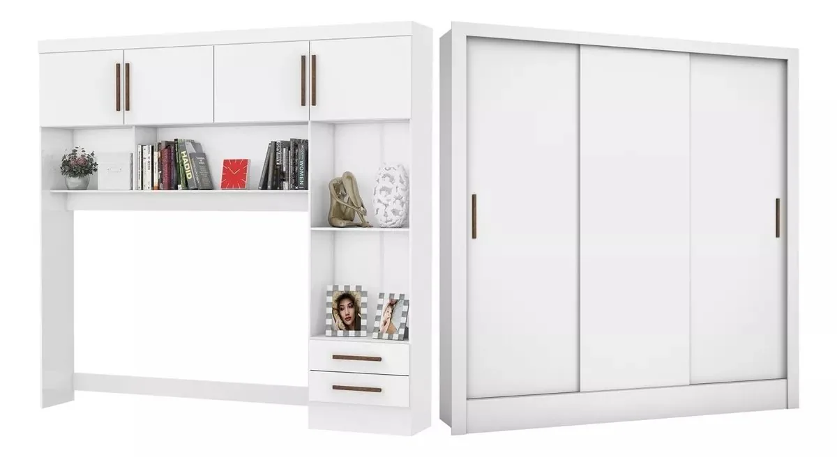 Modulado 4 Portas + Guarda-Roupa 3 Portas Dubai/Santiago Branco – CARIOCA MÓVEIS