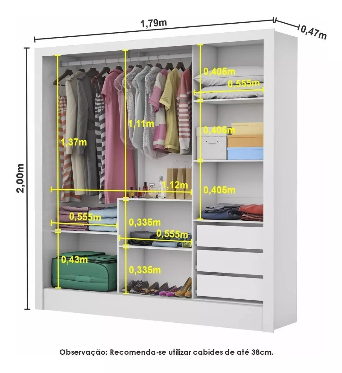 Modulado 4 Portas + Guarda-Roupa 3 Portas Dubai/Santiago Plus Branco – CARIOCA MÓVEIS