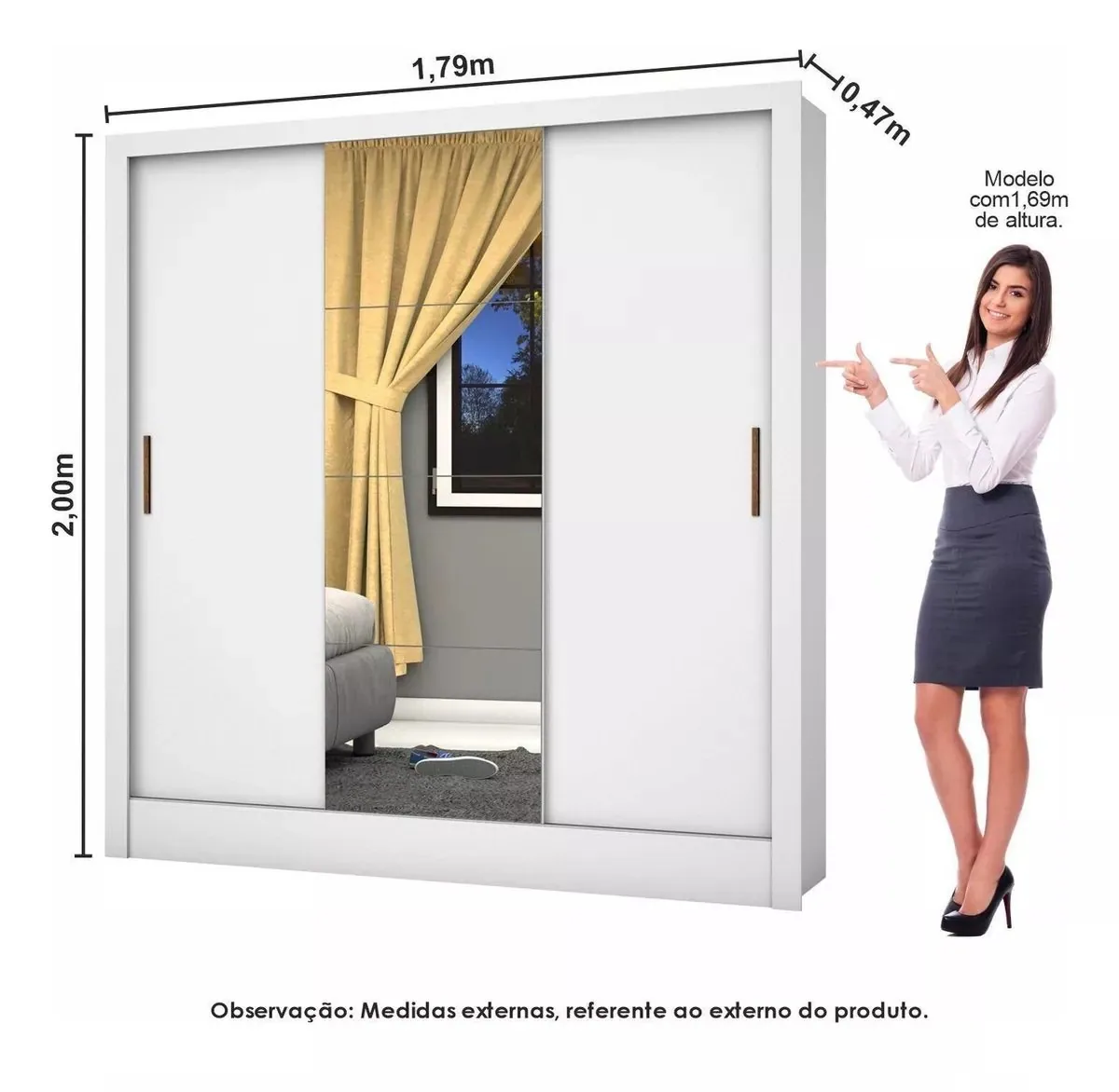 Modulado 4 Portas + Guarda-Roupa 3 Portas Dubai/Santiago Plus Branco – CARIOCA MÓVEIS