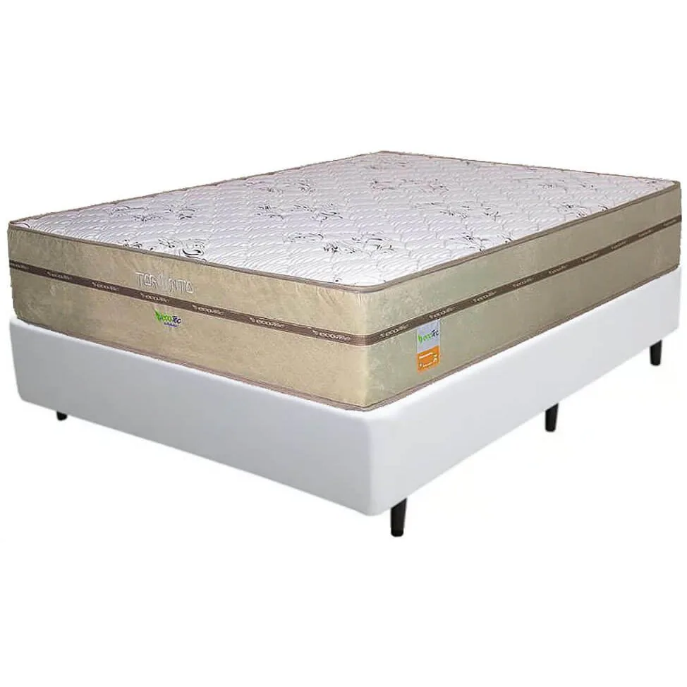 Colchão Casal Toronto 30 cm D28 Molas Ensacadas + Base Simples Corino Branco – ECOTEC + ALTO NÍVEL