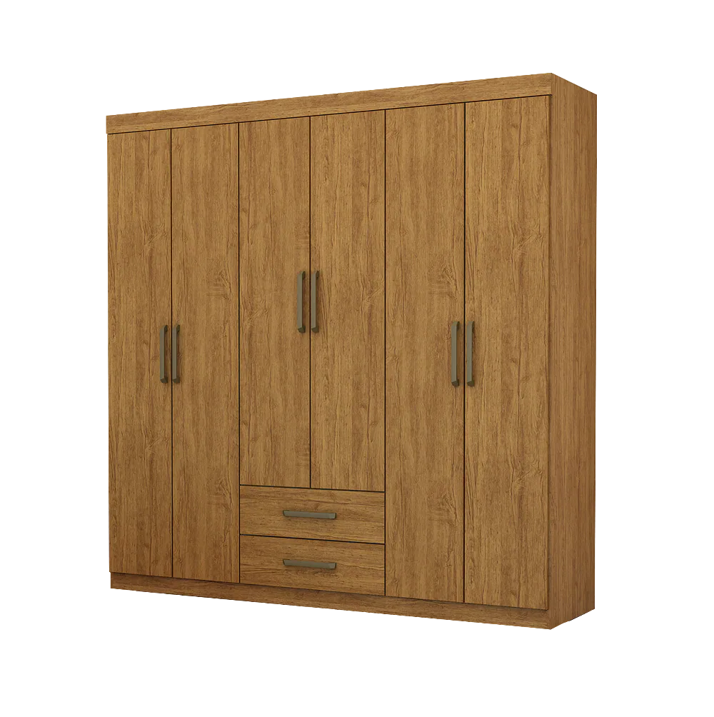 Guarda-Roupa 6 Portas(Sem Espelho/Sem Pés)Dallas 1,53 m Cinamomo – CARIOCA MÓVEIS