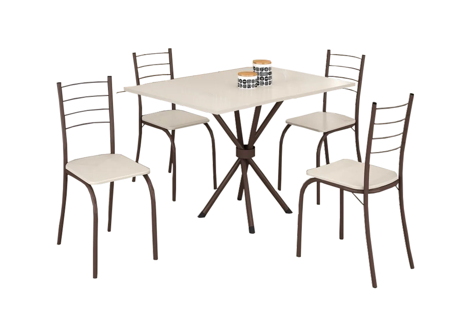 Mesa 4 Cadeiras Rio 100×60 Marrom/Off White – TEIXEIRA