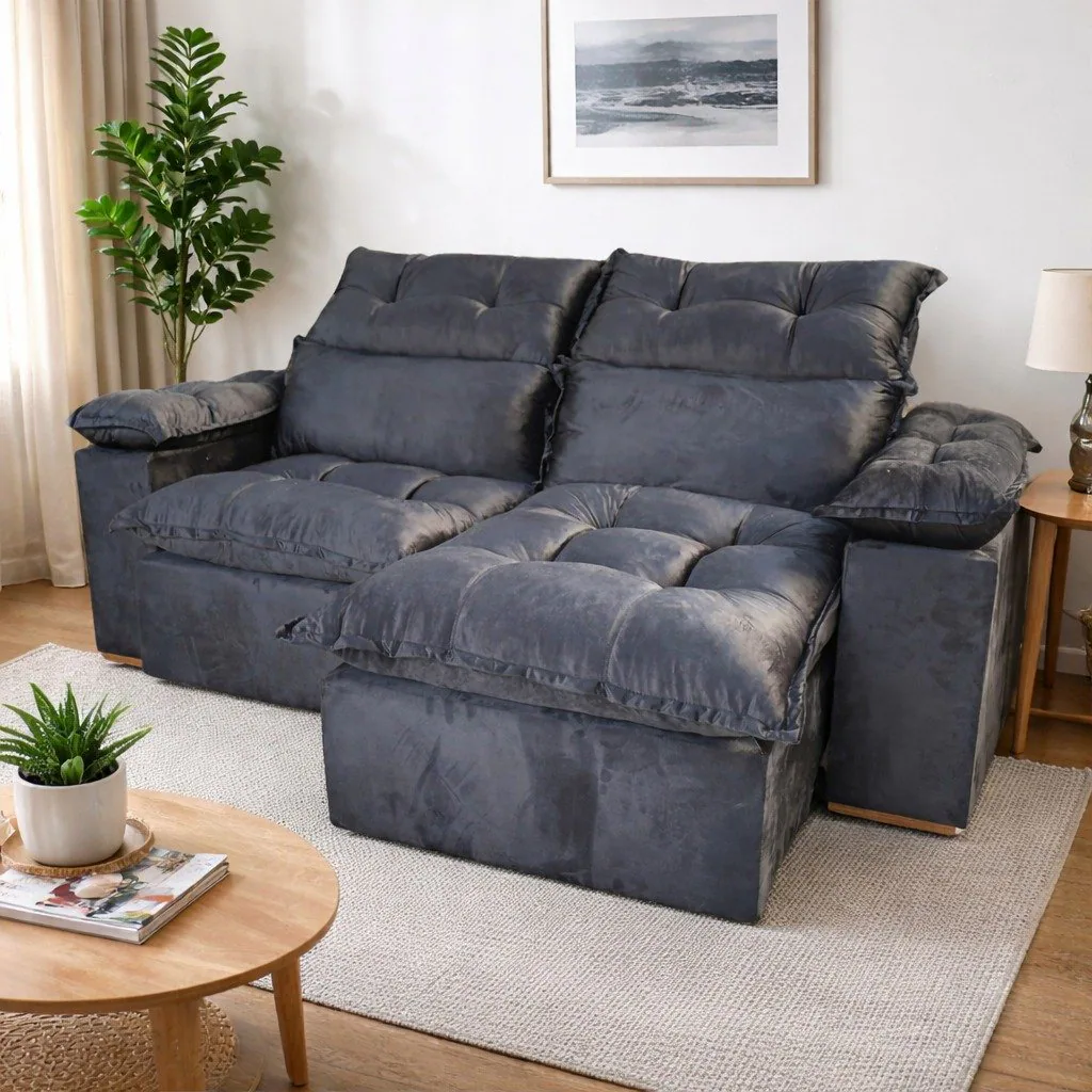 Sofá Retrátil e Reclinável Imperial 2,00 m Veludo Jolie Preto 12 – IMPERIAL DECOR