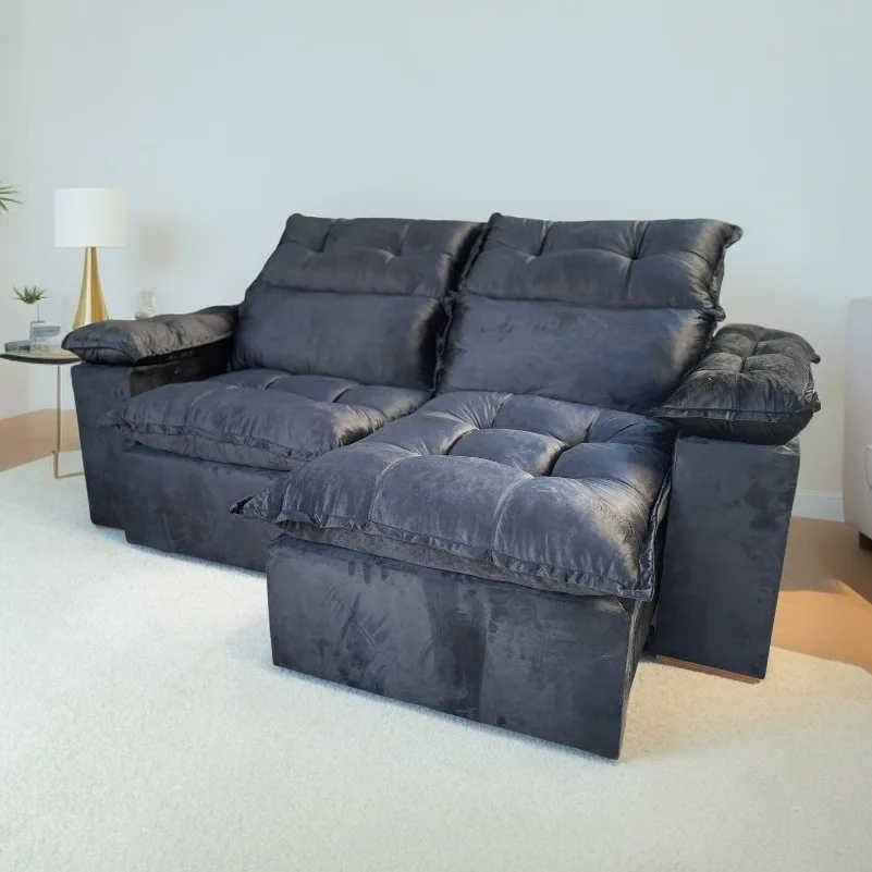 Sofá Retrátil e Reclinável Imperial 2,00 m Veludo Jolie Preto 12 – IMPERIAL DECOR