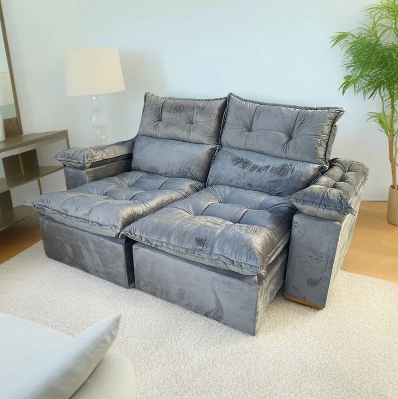 Sofá Retrátil e Reclinável Imperial 2,00 m Veludo Jolie Cinza 08 – IMPERIAL DECOR