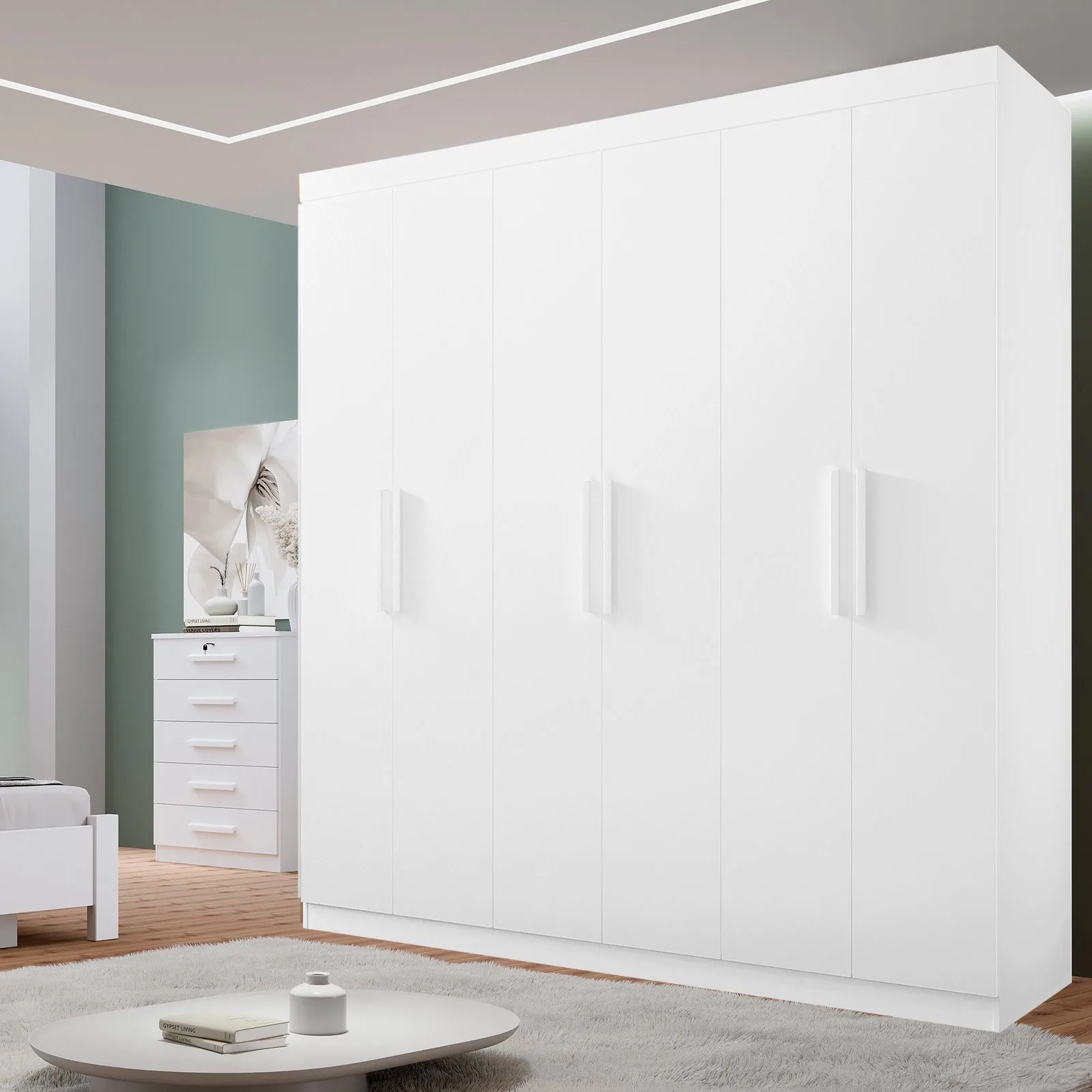 Guarda-Roupa 6 Portas Colibri 2,06 m Branco – D’DORO MÓVEIS