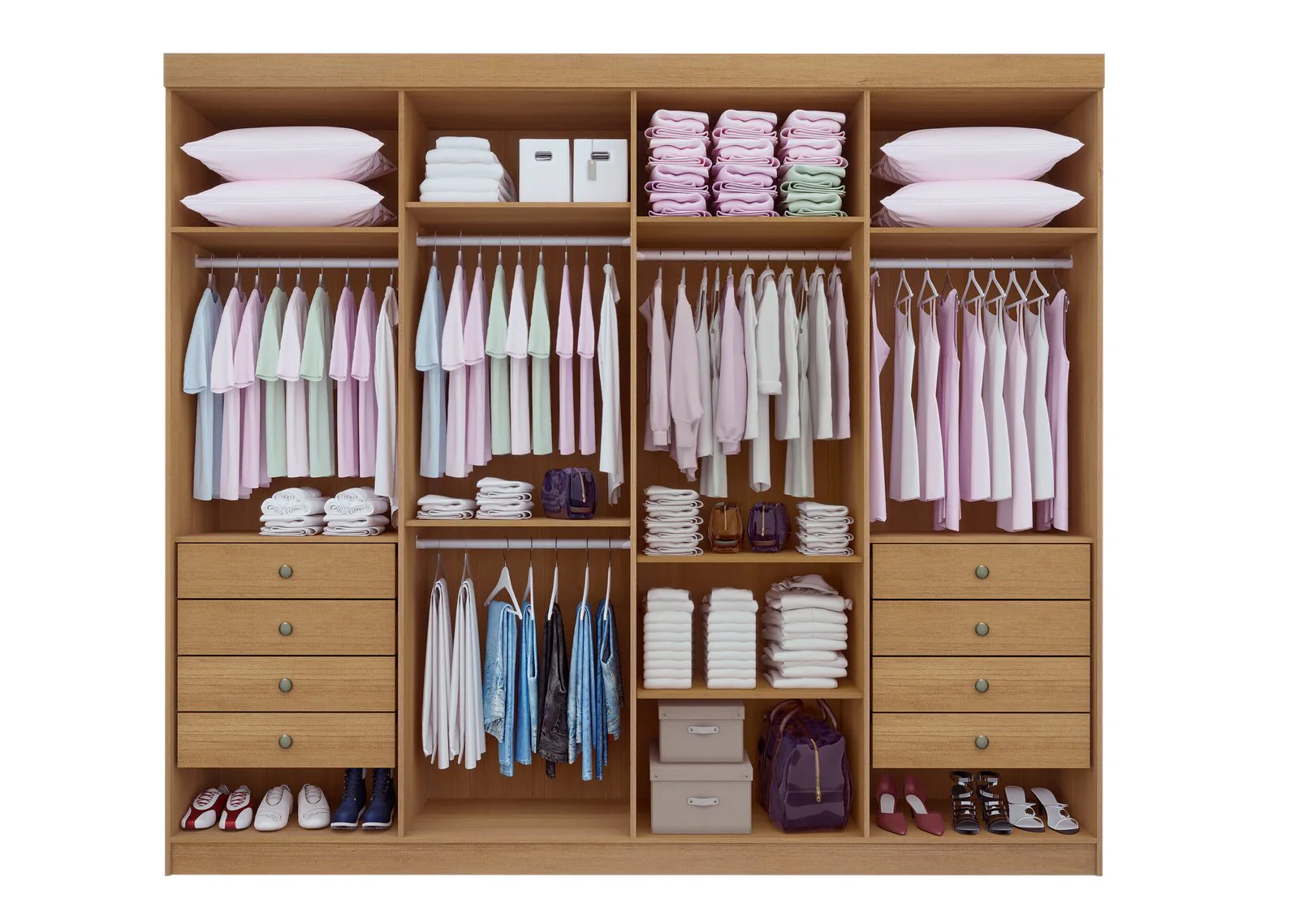 Guarda-Roupa 8 Portas Daymond 2,75 m Branco/Ripado – D’DORO MÓVEIS