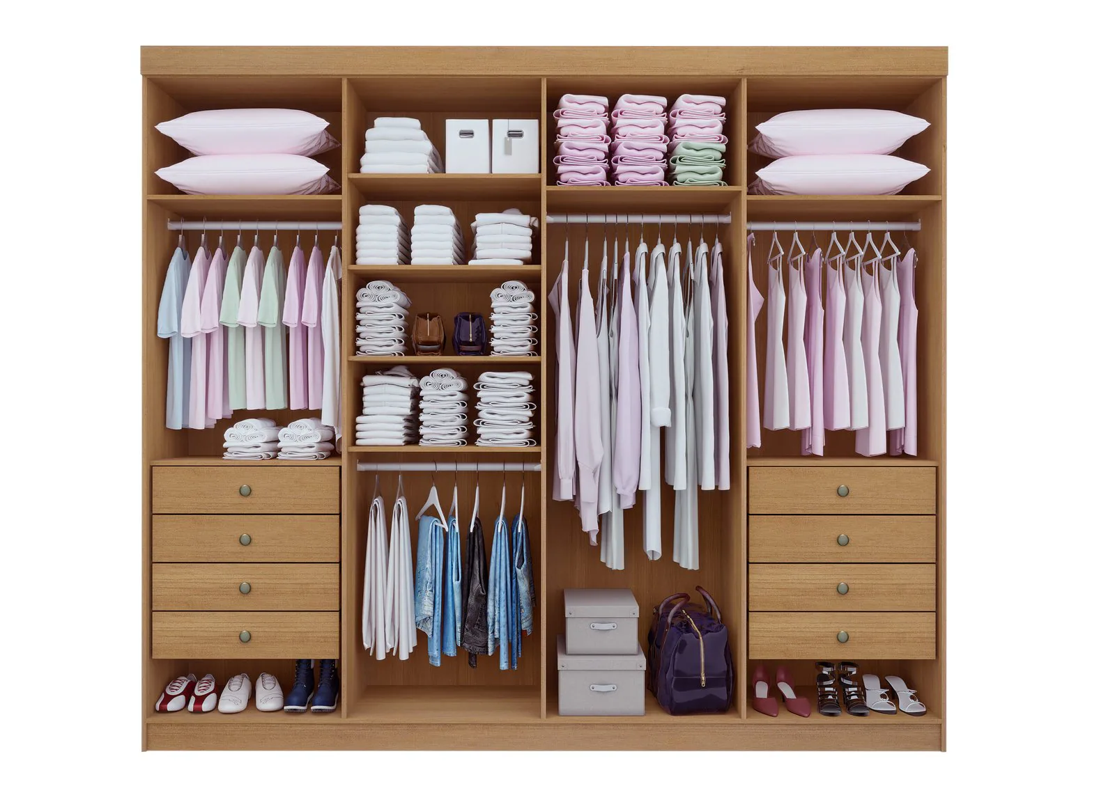 Guarda-Roupa 8 Portas Daymond 2,75 m Branco/Ripado – D’DORO MÓVEIS