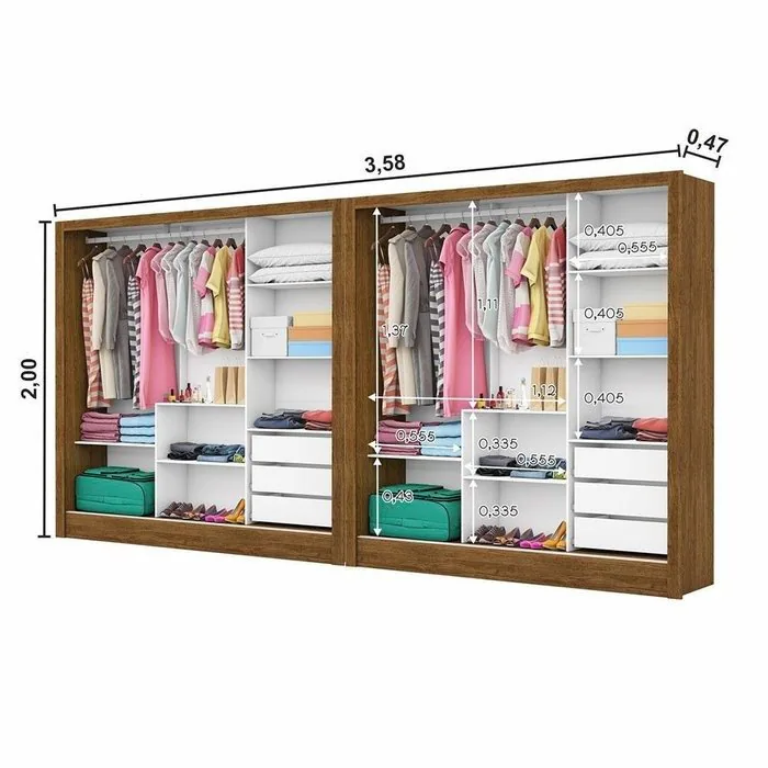 Closet Dubai/Santiago 1,79 m x 1,79 m Cinamomo – CARIOCA MÓVEIS