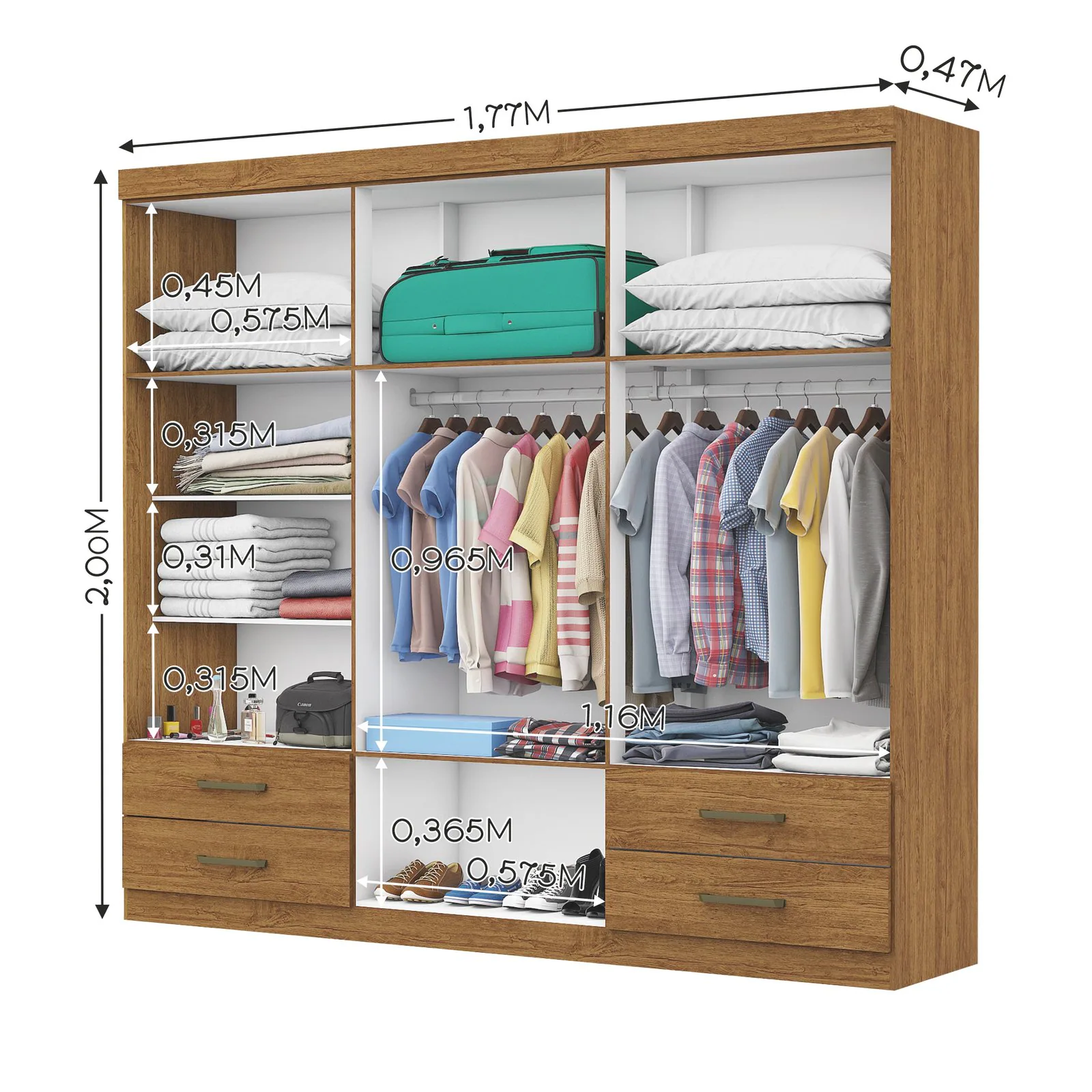 Guarda-Roupa 6 Portas Hércules (Sem espelho) 1,77 m Cinamomo – CARIOCA MÓVEIS