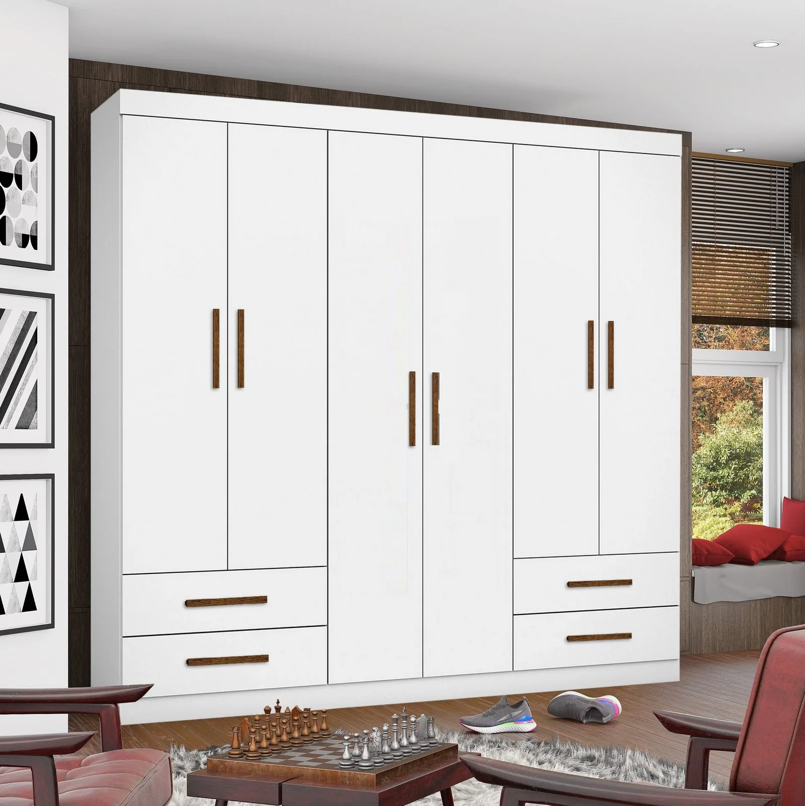 Guarda-Roupa 6 Portas Hércules (Sem espelho) 1,77 m Branco – CARIOCA MÓVEIS