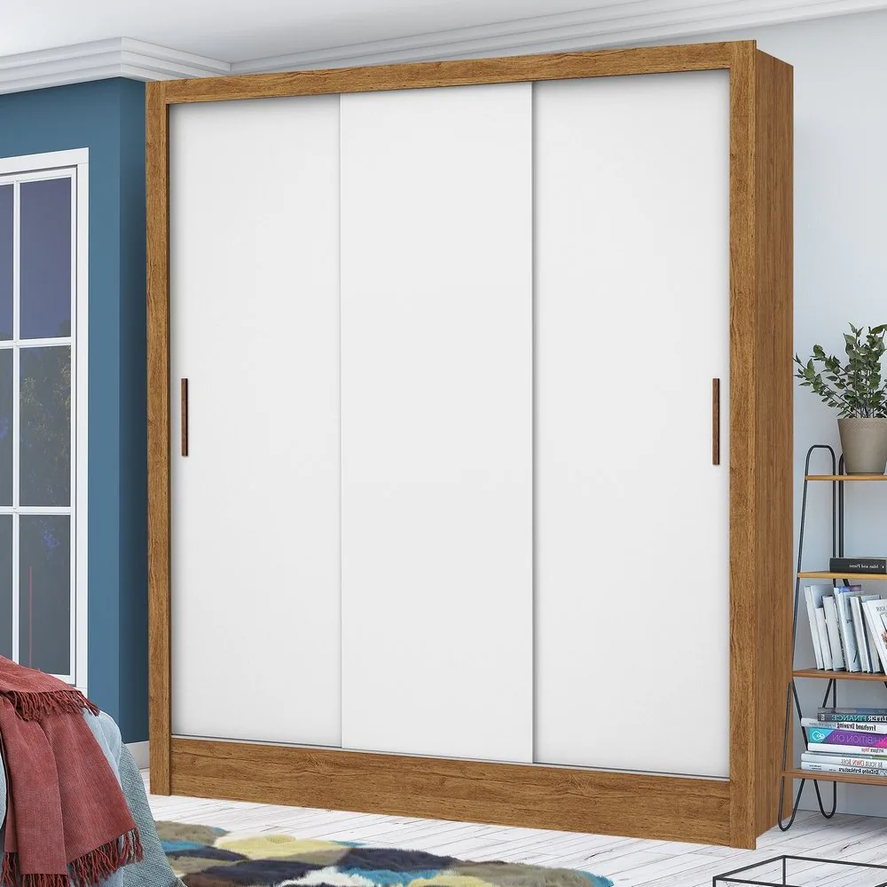 Guarda-Roupa 3 Portas Dubai/Santiago (Sem espelho) Cinamomo/Branco – CARIOCA MÓVEIS