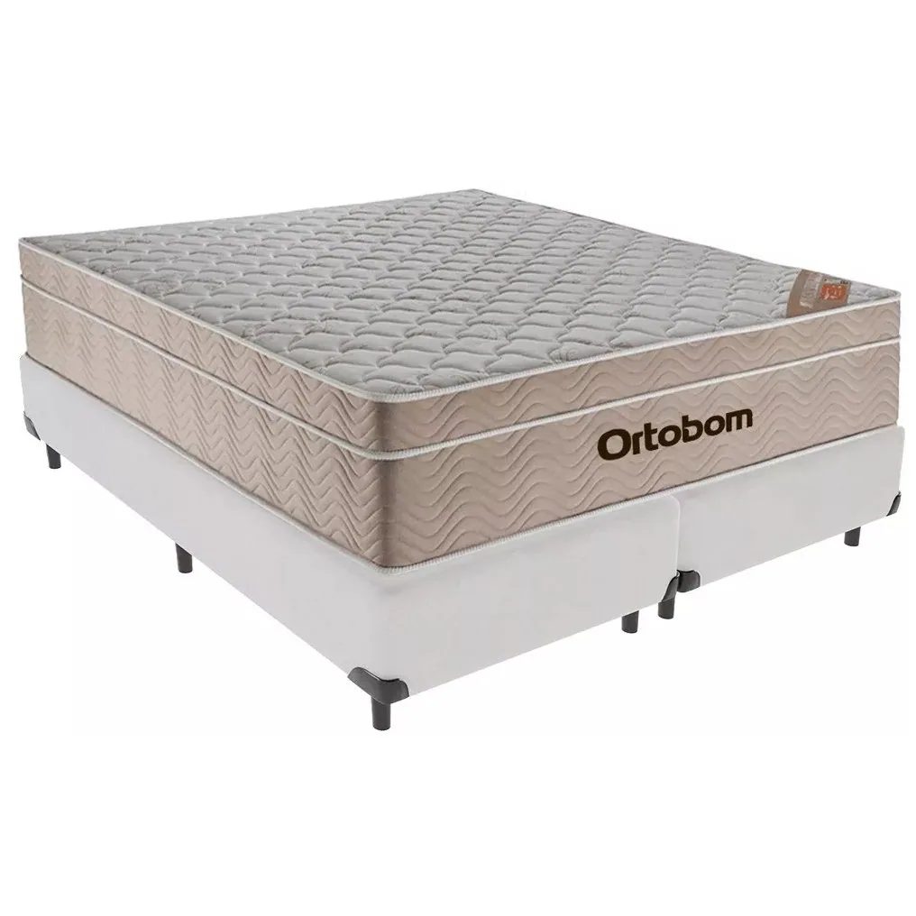 Colchão Queen Airtech Springpocket 25 cm D26 Molas Ensacadas + Base Simples Corino Branco – ORTOBOM + BIOSTAR