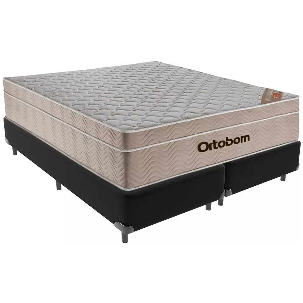 Colchão Queen Airtech Springpocket 25 cm D26 Molas Ensacadas + Base Simples Corino Preto – ORTOBOM + BIOSTAR