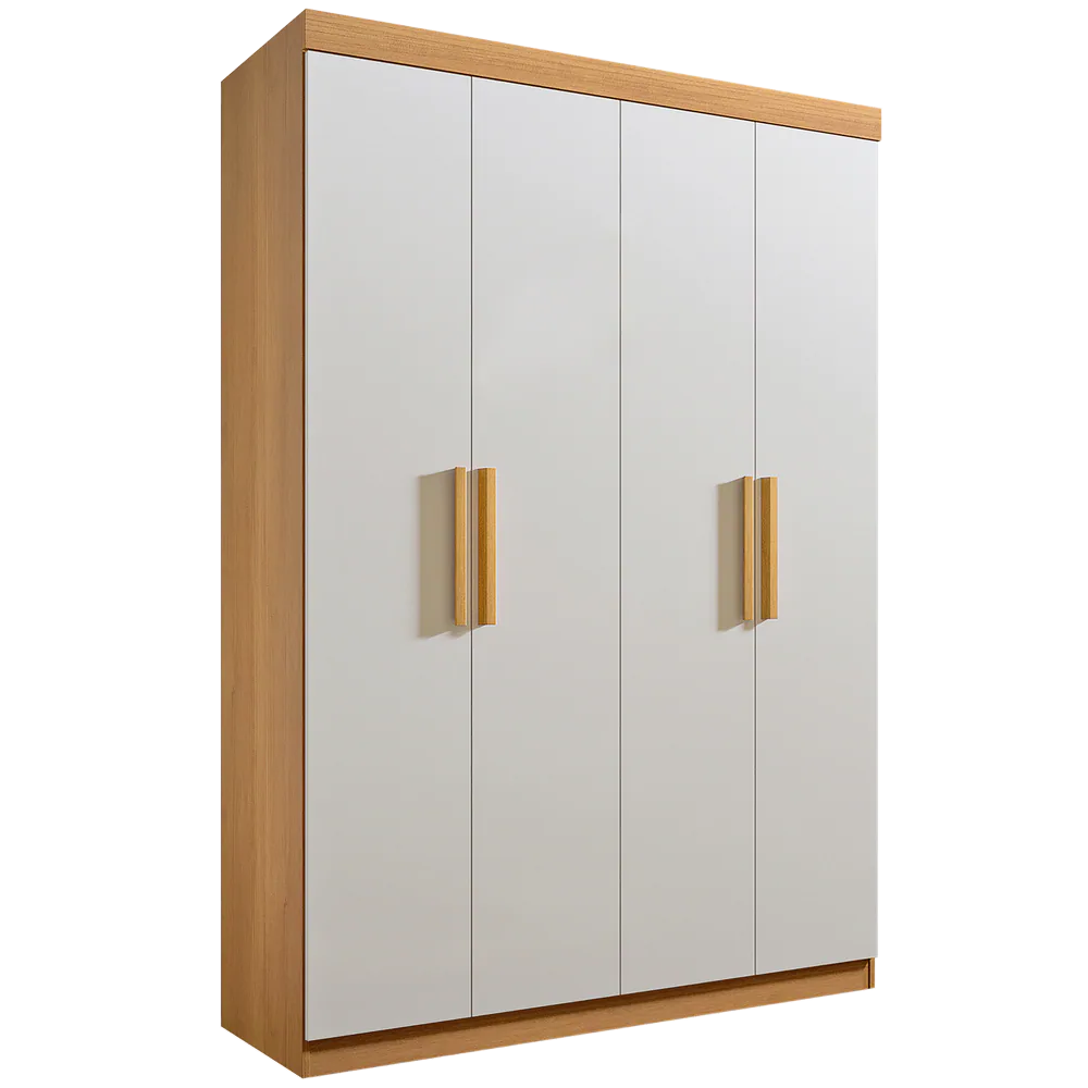 Guarda-Roupa 4 Portas Colibri + Cômoda Ipanema Cinamomo/Off White – D’DORO MÓVEIS