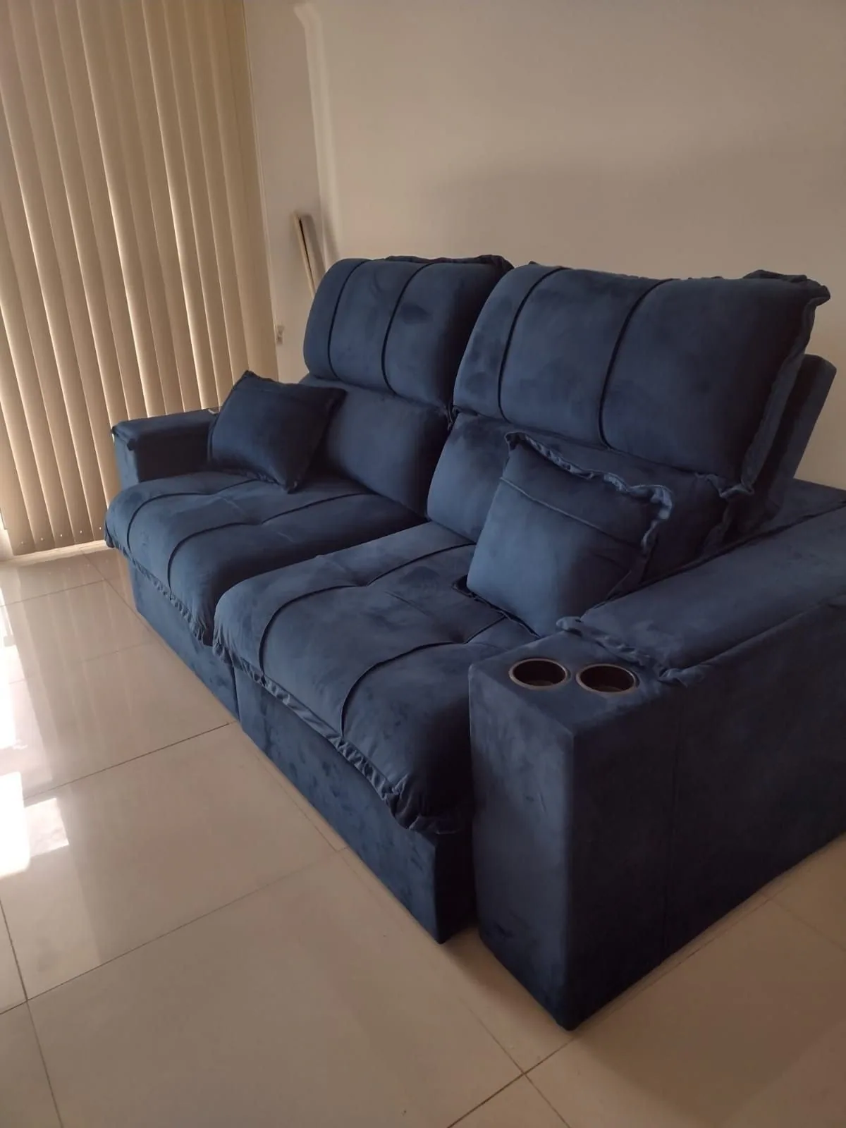 Sofá Retrátil e Reclinável Zeus/Afrodite 2,30 m Azul – ZARAT ESTOFADOS