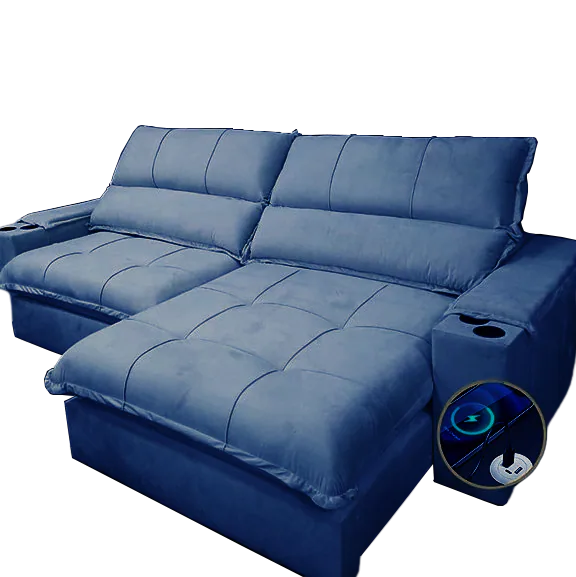 Sofá Retrátil e Reclinável Zeus/Afrodite 2,30 m Azul – ZARAT ESTOFADOS