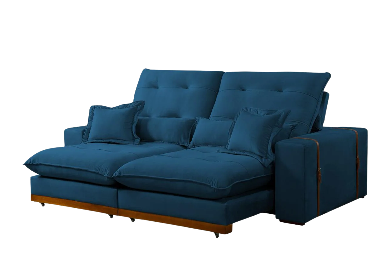 Sofá Retrátil e Reclinável Arthur/Toronto 2,50 m Azul 4061 – D’VITRINE ESTOFADOS