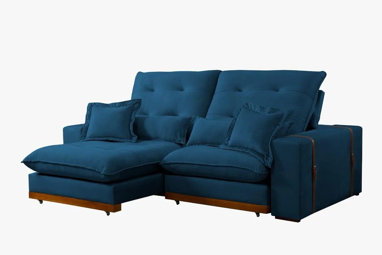 Sofá Retrátil e Reclinável Arthur/Toronto 2,50 m Azul 4061 – D’VITRINE ESTOFADOS