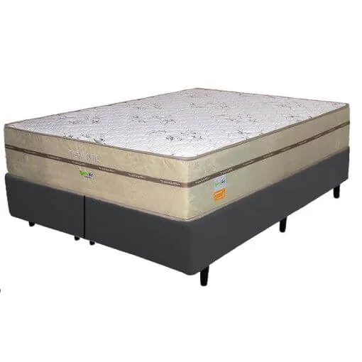 Colchão Queen Toronto 30 cm D28 Molas Ensacadas + Base Simples Corino Preto – ECOTEC + ALTO NÍVEL