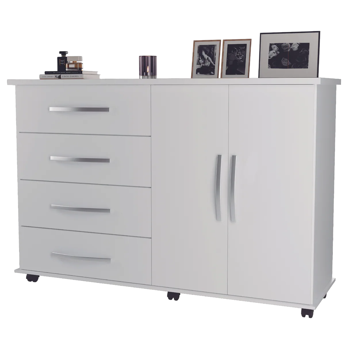 Cômoda 4 Gavetas com Sapateira Dupla Bali Branco – MÓVEIS PRIMUS