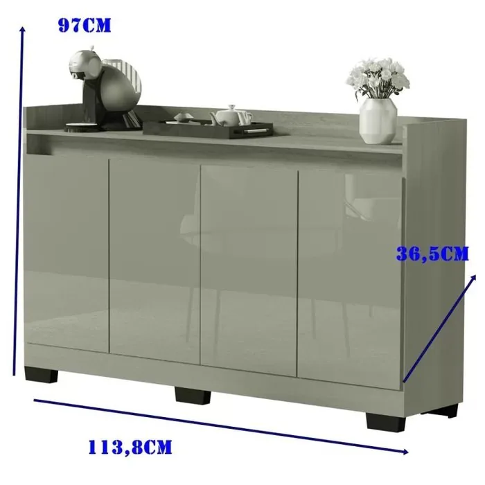 Buffet 4 Portas Real Mel/Pérola – MÓVEIS PRIMUS