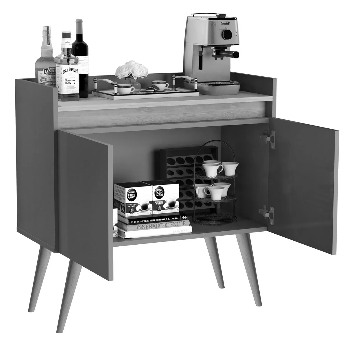 Buffet 2 Portas Gold Mel/Pérola – MÓVEIS PRIMUS