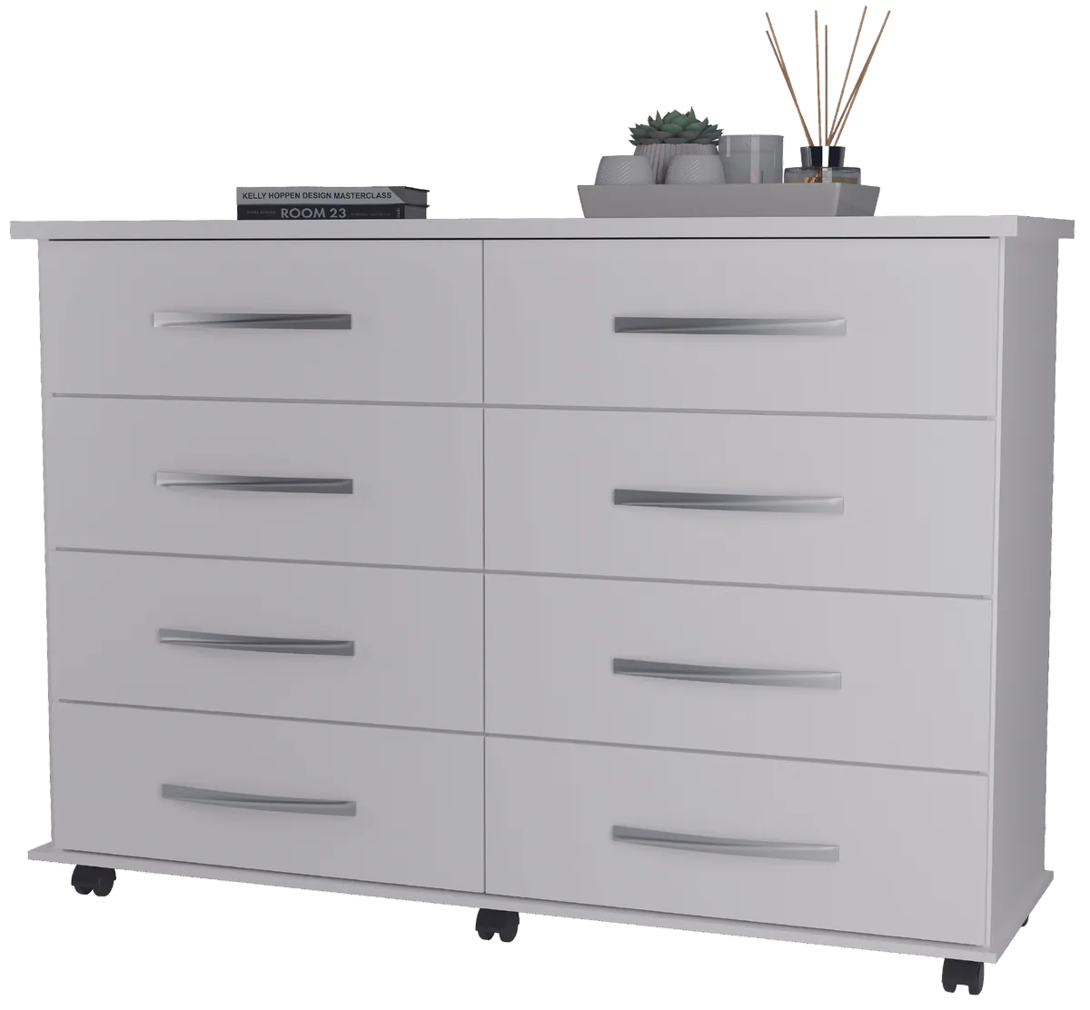 Cômoda 8 Gavetas Jade Branco – MÓVEIS PRIMUS