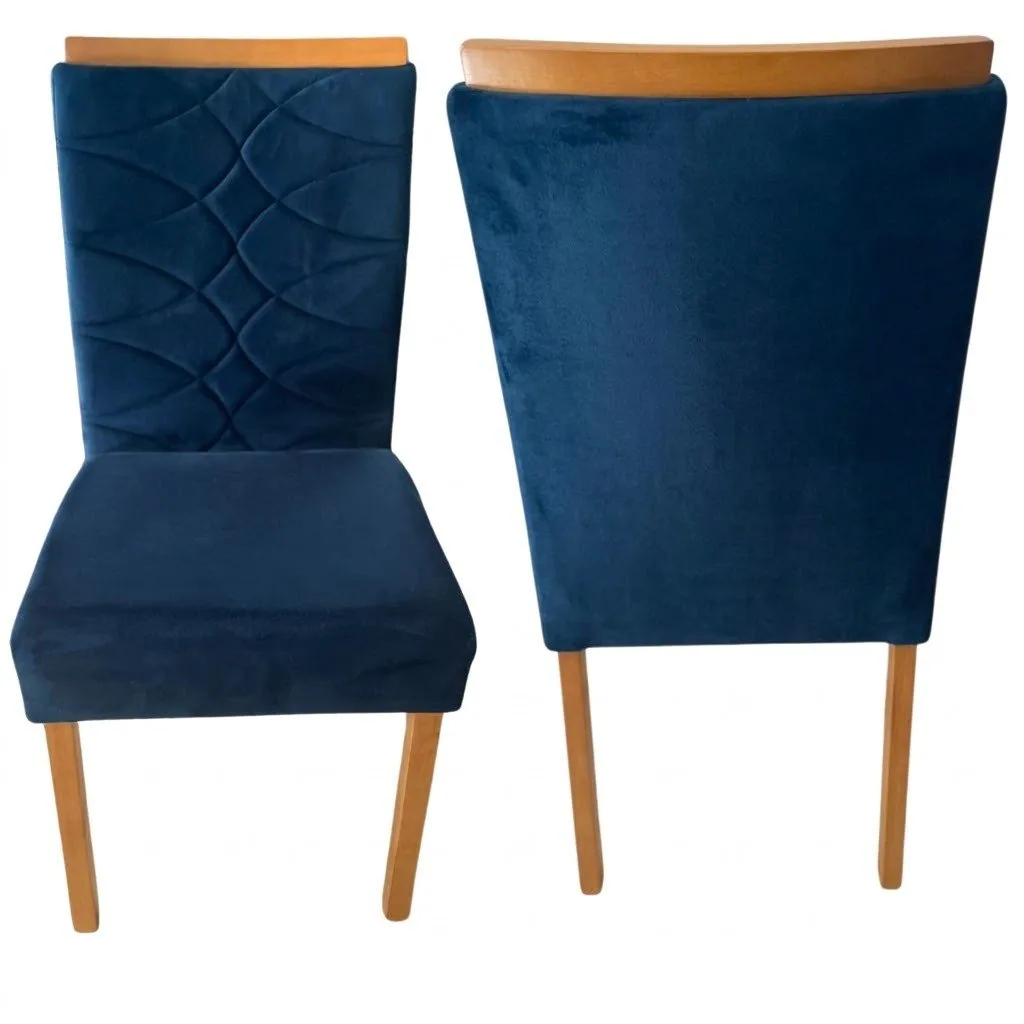 Kit 2 Cadeiras Safira Veludo Azul 107 – WM DECOR