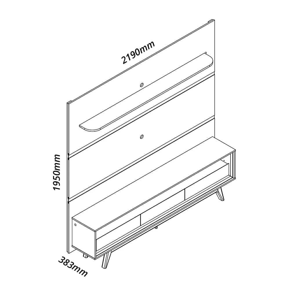Painel até 85″ Royal 220 Off White + Rack Requinte 212 Cinza/Off White – GELIUS