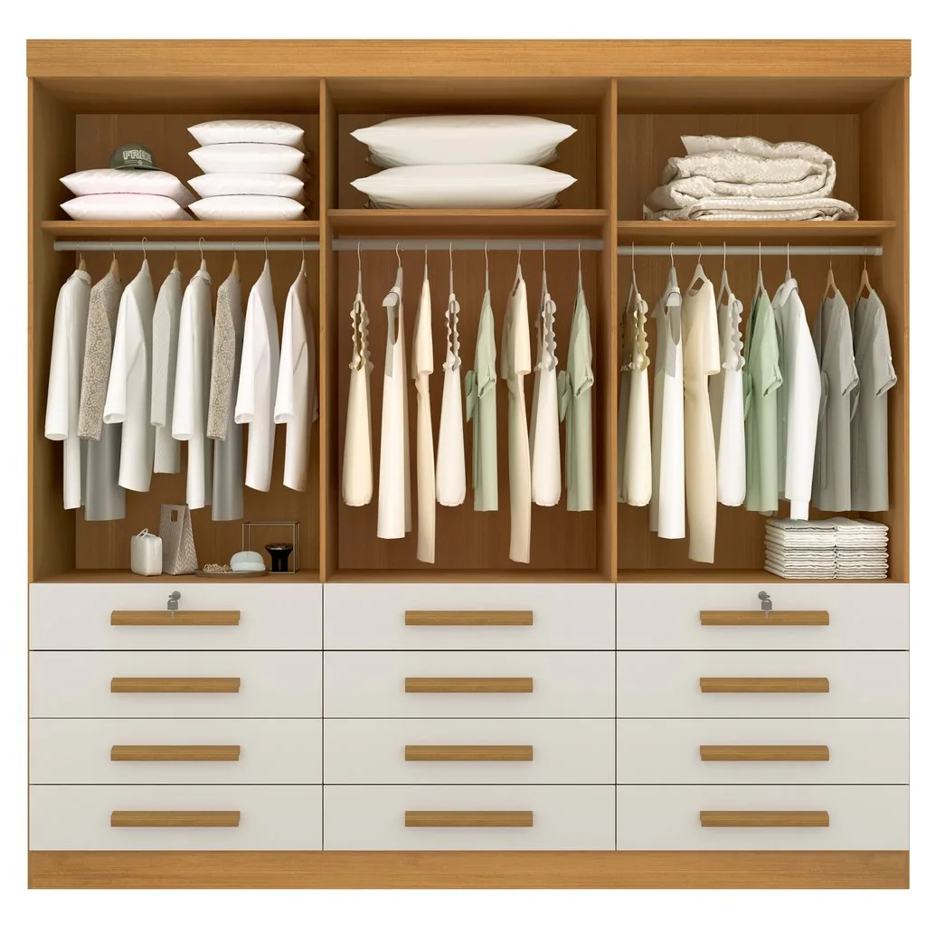 Guarda-Roupa 6 Portas Mônaco + Cômoda Ipanema Cinamomo/Off White – D’DORO MÓVEIS