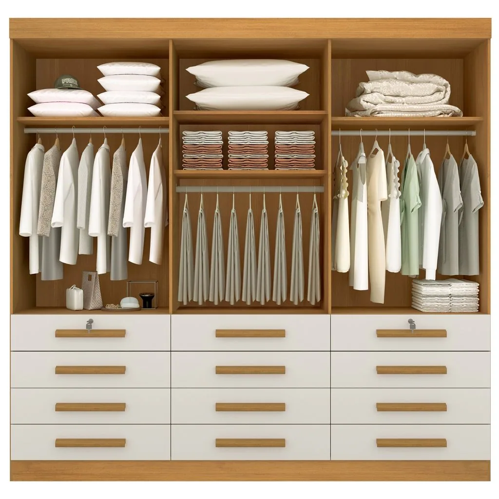Guarda-Roupa 6 Portas Mônaco + Cômoda Ipanema Cinamomo/Off White – D’DORO MÓVEIS