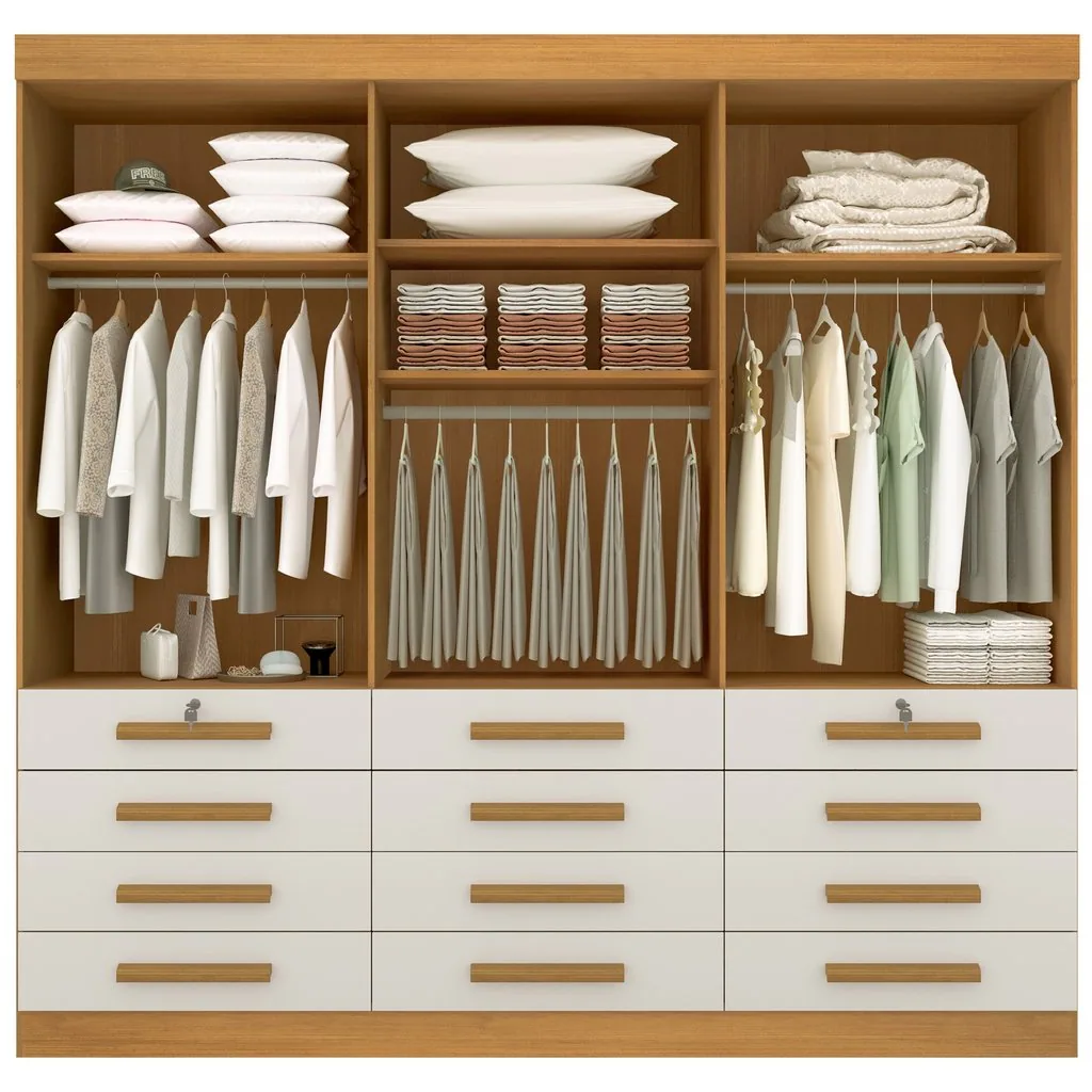 Guarda-Roupa 6 Portas Mônaco + Cômoda Ipanema Cinamomo/Off White – D’DORO MÓVEIS