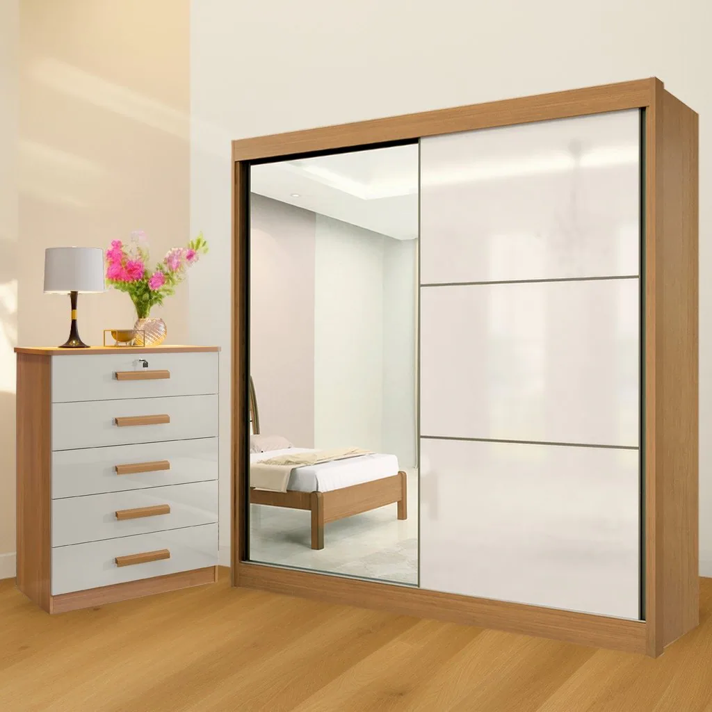 Guarda-Roupa 2 Portas Titanium + Cômoda Ipanema Cinamomo/Off White – D’DORO MÓVEIS