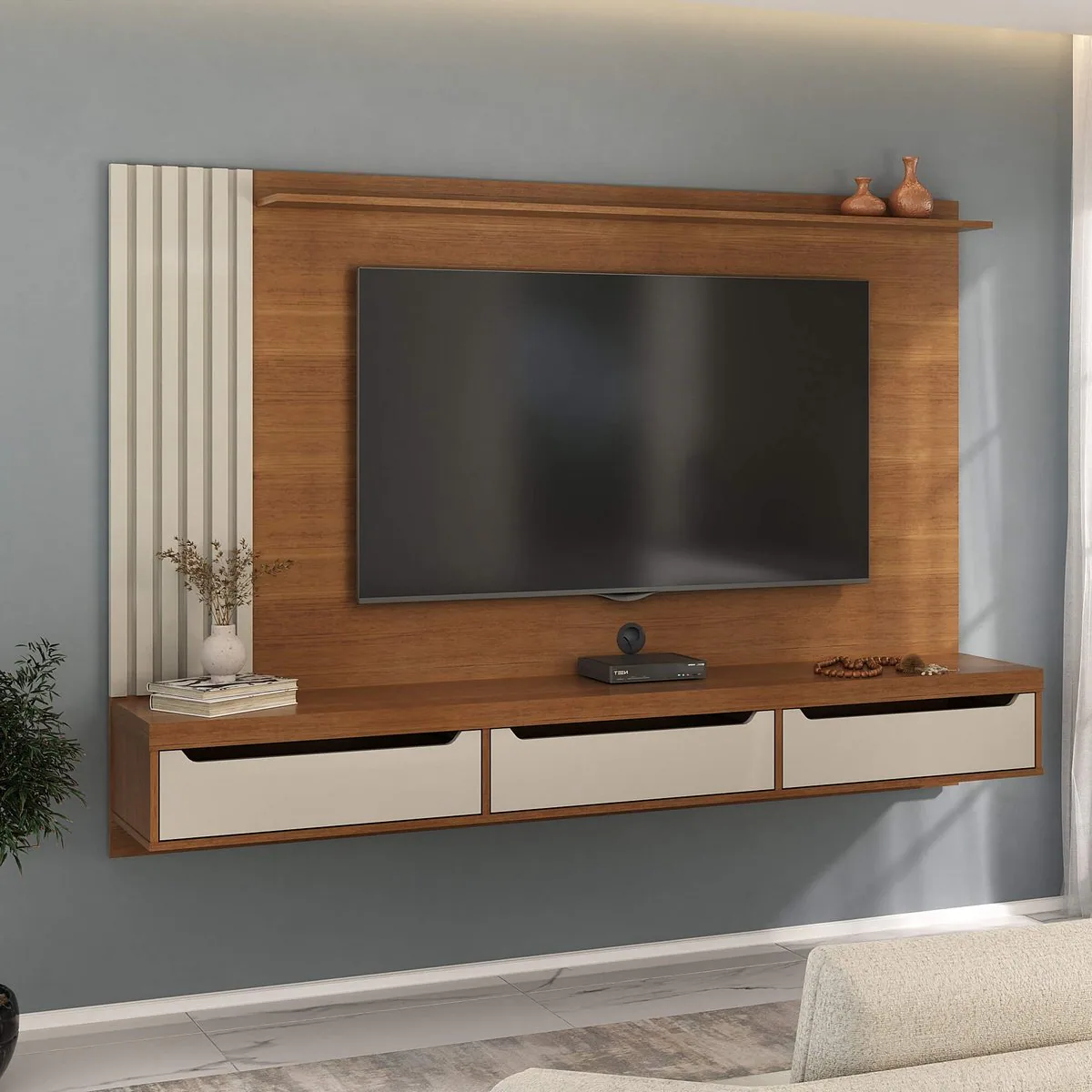 Painel até 75″ Presence Cinamomo/Off White – ARTELY