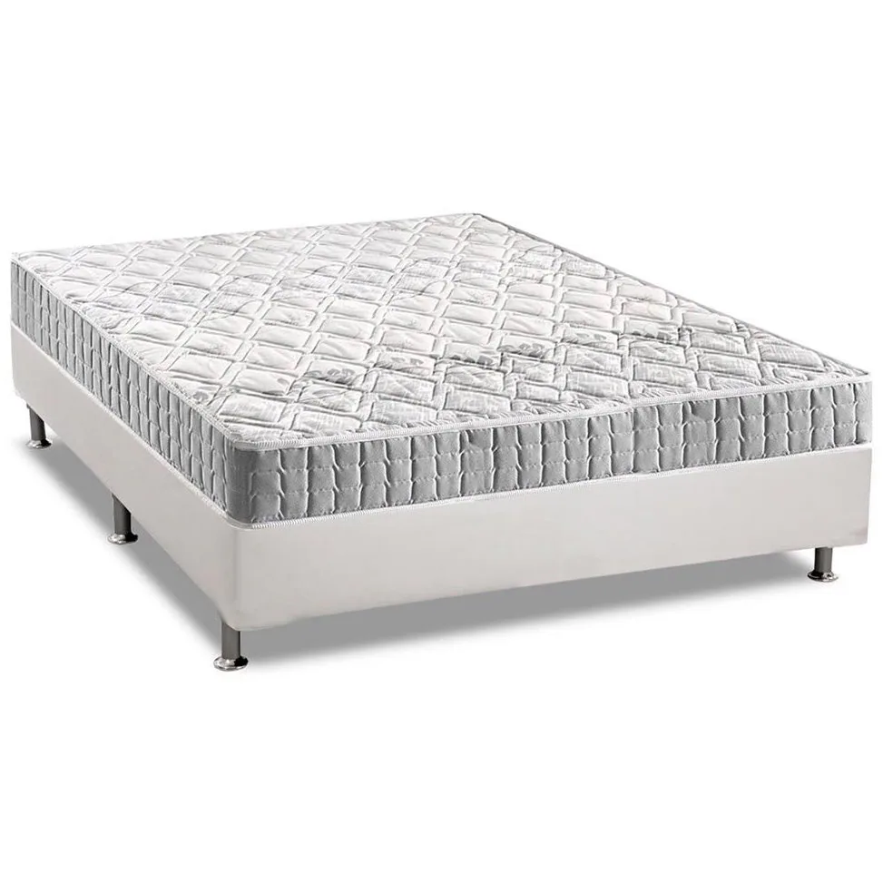 Colchão Casal Orthosono 18 cm D33 + Base Simples Corino Branco – ANJOS + ALTO NÍVEL